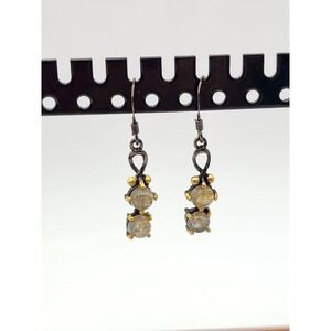 Sterling silver rhodium plated earrings with gold wash Accent Labradorite Drops
